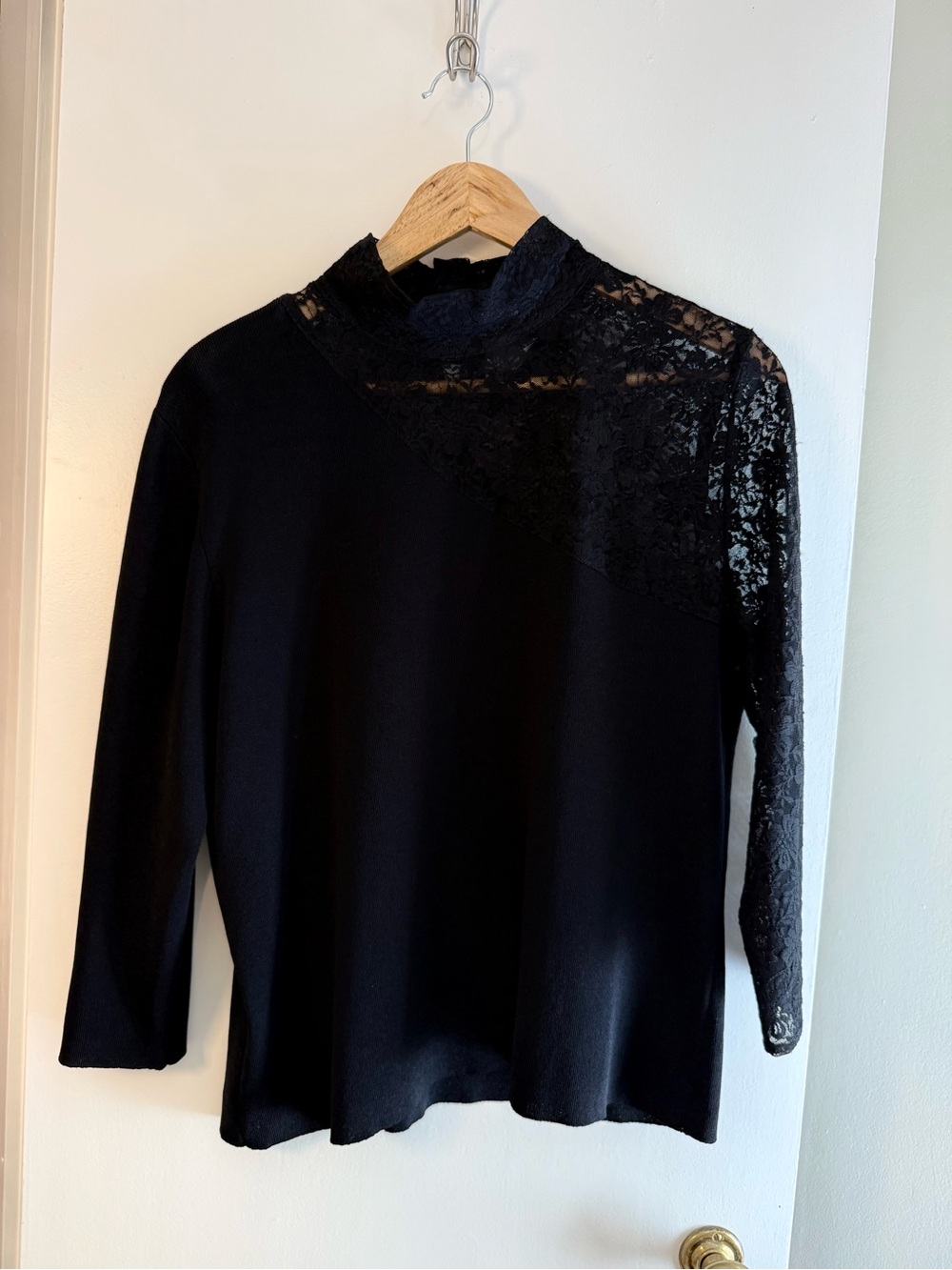Victor Costa Occasion Black Lace Vintage Knit Top - Size L